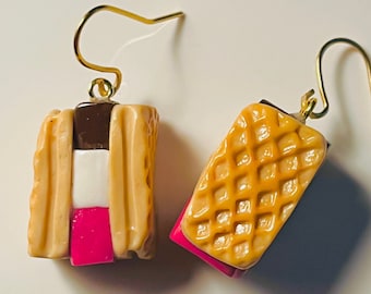 Handmade Ice Cream Sandwich Earrings: Polymer Clay Food Jewelry