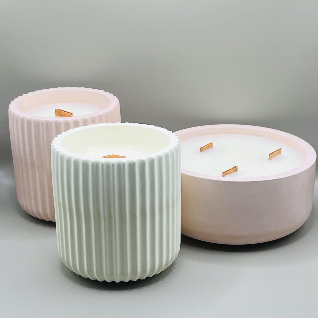 Handmade Soy Candle: Wood Wick, Jesmonite Pot, Scented Candle - Etsy Canada