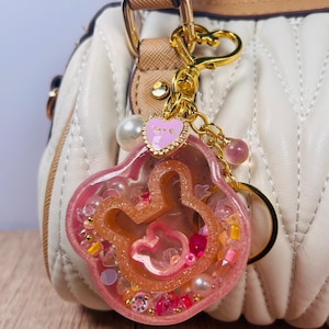 Bag charm, kawaii charm, phone charm, shaker keyring, shaker keychain, cute keyring, pastel keyring, kawaii keyring, animal keyring, sakura