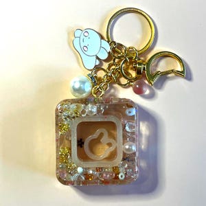 Bag charm, kawaii charm, phone charm, shaker keyring, shaker keychain, cute keyring, pastel keyring, kawaii keyring, gold shaker keyring