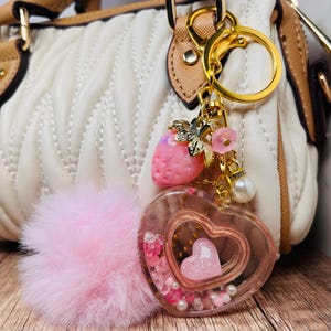 Bag charm, kawaii charm, phone charm, shaker keyring, shaker keychain, cute keyring, pastel keyring, kawaii keyring, animal keyring, heart