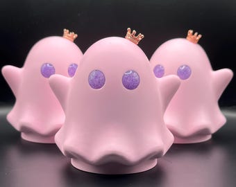 Figura de fantasma rosa hecha a mano, decoración de escritorio kawaii