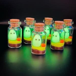 Pet ghost, ghost in bottle, Ghost figure, ghost figurine, desk buddy, glow in the dark, Christmas gift, secret Santa, Halloween, desk pet