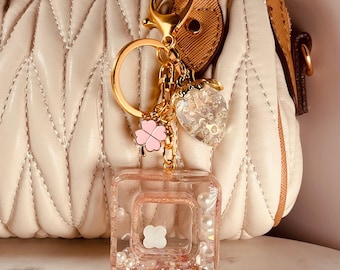 Kawaii Strawberry Resin Shaker Keychain, Pastel Bag Charm