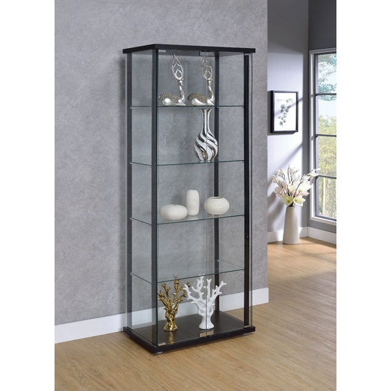 Glass Shelf Curio Furniture Wooden Shelf Etsy