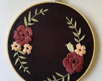 Flower Wreath Embroidery Hoop Art