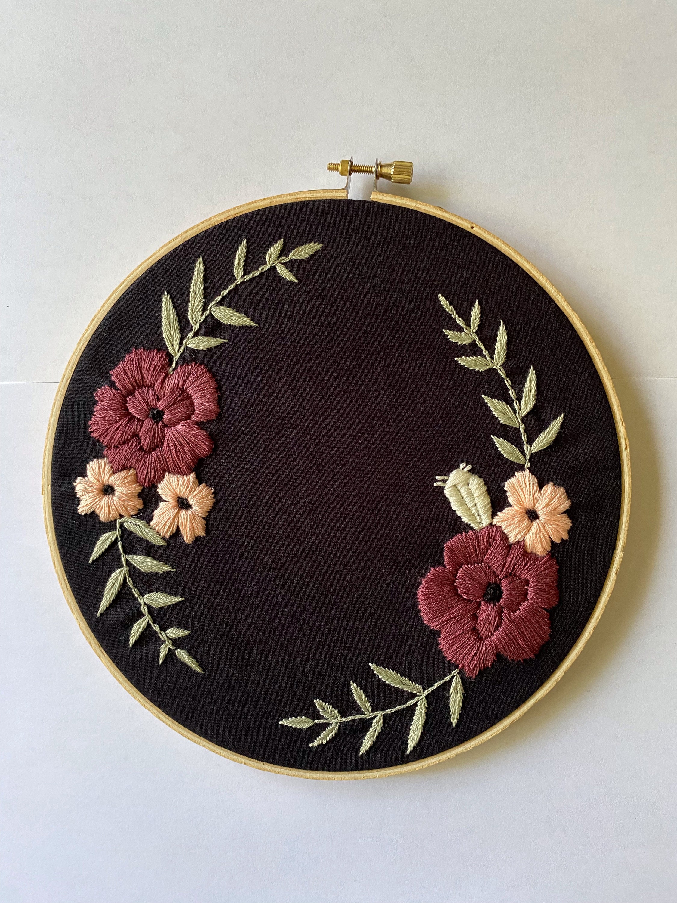 Flower Wreath Embroidery Hoop Art - Etsy