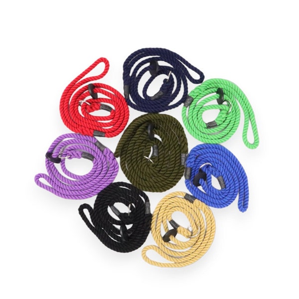 Thin Cotton Slip Lead - Soft Rope Slip Lead for Dogs - Hand Spliced 9mm rope in a range of colours - Handmade in England