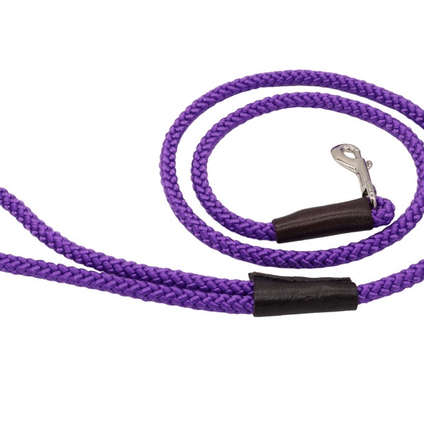Laisse pour chien standard - 1 m de long en corde tressée de 8 mm ou 12 mm d'épaisseur dans une gamme de couleurs - Laisse pour chien en corde de nylon facile à nettoyer avec des reliures en cuir