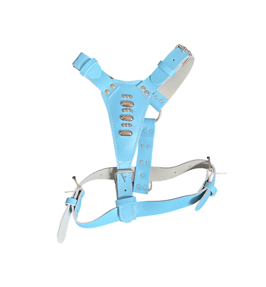 Leather Dog Harness Colorful Dog Harness Handmade Dog Harness Bright Colours, Blue, Orange