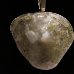 18&quot; silver chain necklace with marbled grey and green sandstone. Each hand-selected original has unique colors and features.