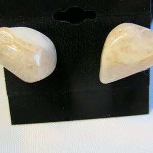 Polished stone stud earrings. Each hand-selected original has unique colors and features.
