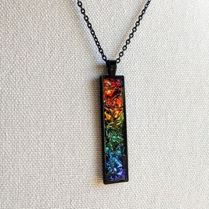 Gay Pride Rainbow Colors in a  Stained Glass Effect Necklace