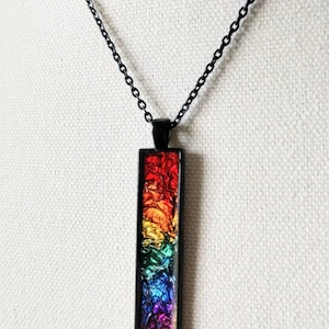 Pride Fluid Rainbow Colors in a  Stained Glass Effect Necklace