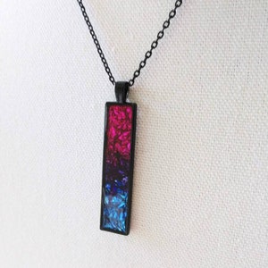 Bi Pride Colors in a  Stained Glass Effect Necklace