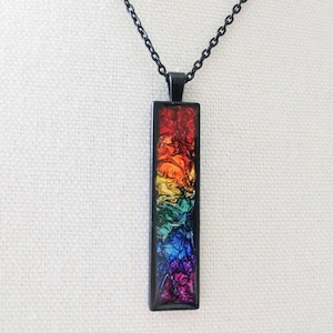 Pride Fluid Rainbow Colors in a  Stained Glass Effect Necklace
