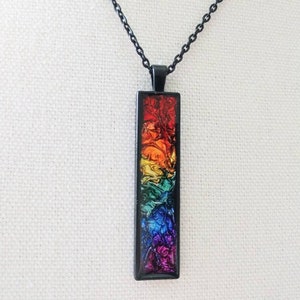 Pride Fluid Rainbow Colors in a  Stained Glass Effect Necklace