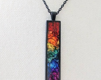 Pride Fluid Rainbow Colors in a  Stained Glass Effect Necklace