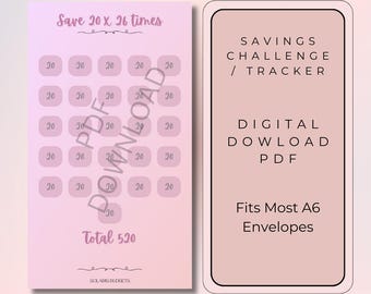 Save 20x26 | A6 Cash Envelope Insert pdf | Digital Download