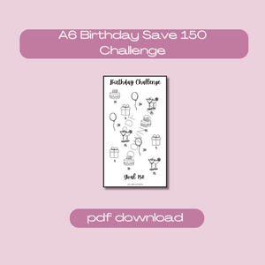 Birthday Challenge | A6 Binder Insert | DIGITAL DOWNLOAD | Save 150