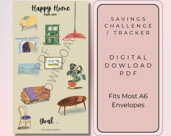 Happy Home Savings Challenge | A6 Binder Insert | DIGITAL DOWNLOAD