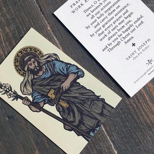 Prayer Before Work 2.75&quot; x 4.25&quot; Metallic Gold Holy Card