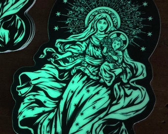 4" Theotokos Glow in the Dark Sticker