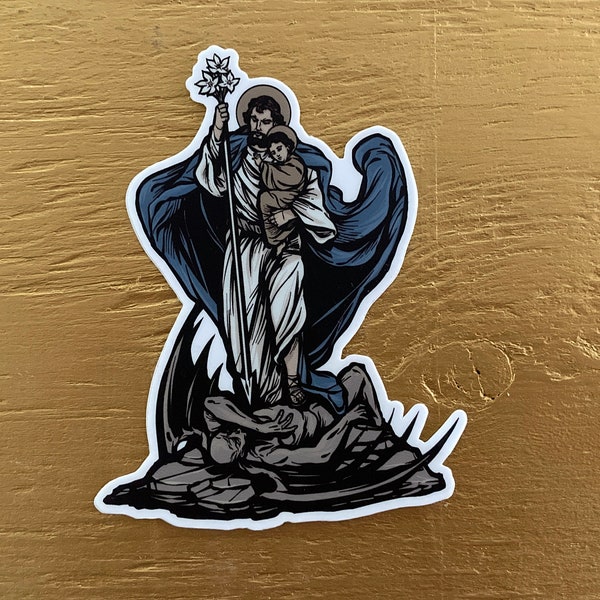 Large 4" Saint Joseph Protector of Christ Sticker