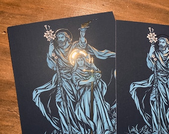 Saint Joseph, Terror of Demons Gold-Foiled 4x6 Holy Card
