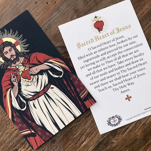 Sacred Heart of Jesus Prayer Card - Etsy