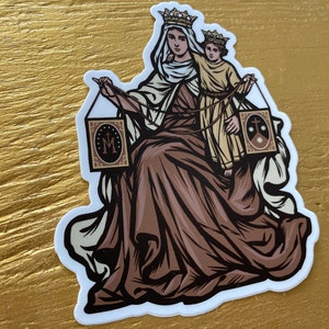 Großer 10cm Our Lady of Mount Carmel Vinyl-Aufkleber