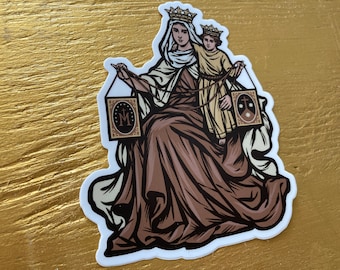Pegatina grande de vinilo de 4" de Nuestra Señora del Monte Carmelo