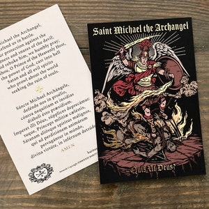 Engelse heilige kaart Heilige Michaël de aartsengel 4 x 6 goudfolie