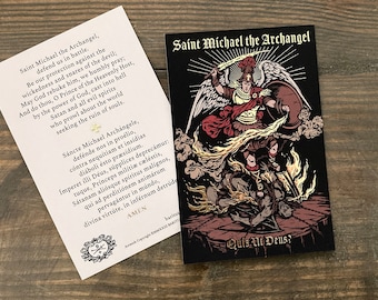 English Saint Michael the Archangel 4x6 Gold Foil Holy Card