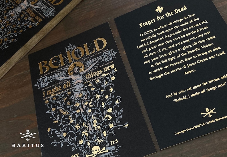 Behold Text Behold 4x6 Prayer for the Dead Metallic Foil Double-ply Cotton Holy ...