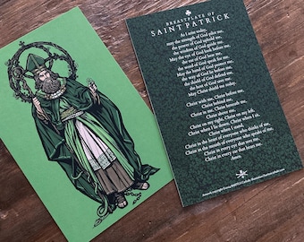 Estampa sagrada de San Patricio de 4" x 6"