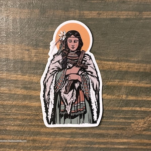 3.5" Saint Kateri Tekakwitha, Lilly of the Mohawks Vinyl Sticker