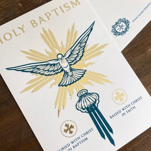 Gold-Foiled Holy Baptism 5x7 Flat Holy Card