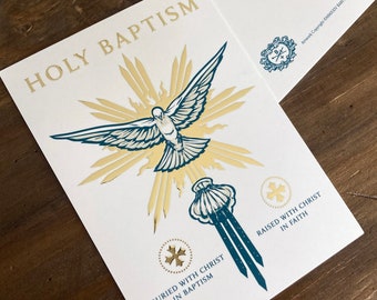 Gold-Foiled Holy Baptism 5x7 Flat Holy Card