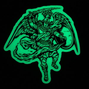 Large 4" Glow in the Dark Saint Michael the Archangel Vinyl Sticker