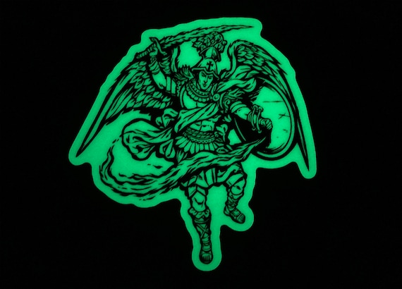 Large 4" Glow in the Dark Saint Michael the Archangel Vinyl Sticker