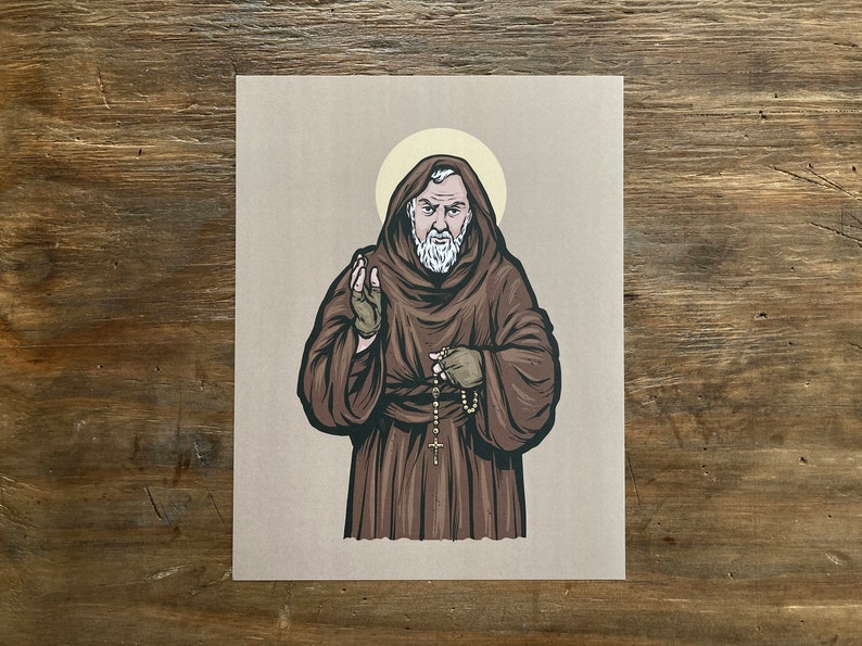 Saint Padre Pio 8,5 x 11 gros caractères image 1