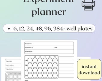 Digital Laboratory Notebook Experiment Lab Report Template Design Data Tracker 48-well 96 well Plates Notes Sample Logbook Planner Premed