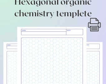 Digital Chemistry Science Pharmacology Benzene ring Hexagonal Notebook Lab Template Design Notes Premed Grid Paper Printable Organic Chem