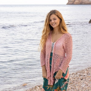 Boho bruidsmeisjesvest lichtroze, boho trouwjurk bedekken voor bruidsmeisje, licht vest schouderophalend veelzijdig strikken, bruidsmeisjesgewaden