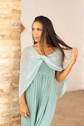 Wedding cover up for bridesmaid, Aqua blue wedding shawl infinity, Sheer cover up for beach wedding, Bridesmaid shawl for minimalist women product logo