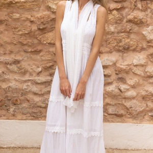 Poncho d'été bohème blanc, robe hippie transparente Ibiza, poncho blanc bohème pour femme, poncho d'été tricoté, cadeau hippie chic image 8