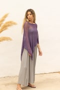 Purple sheer poncho for women, Boho chic off the shoulder poncho eggplant color, Multiple way dress cover up knitted, Robe boheme for women product logo
