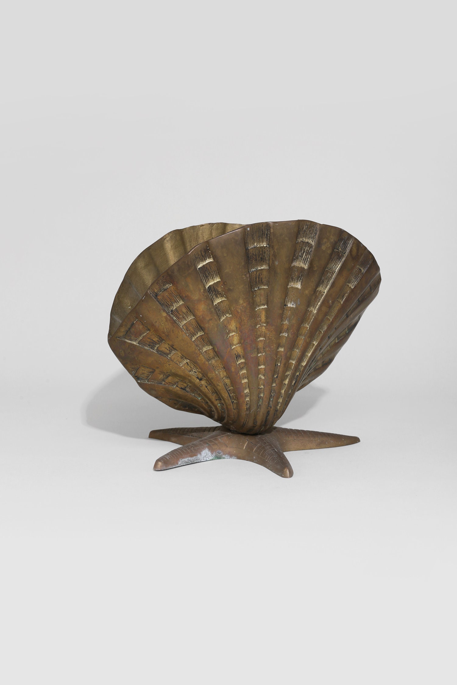 Vintage Large Brass Sea Shell Planter — Sense of Spencer
