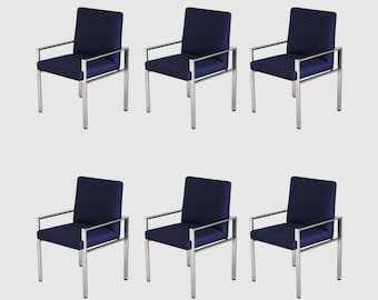 Harvey Probber Flat Bar Dining Chair, Set of 6